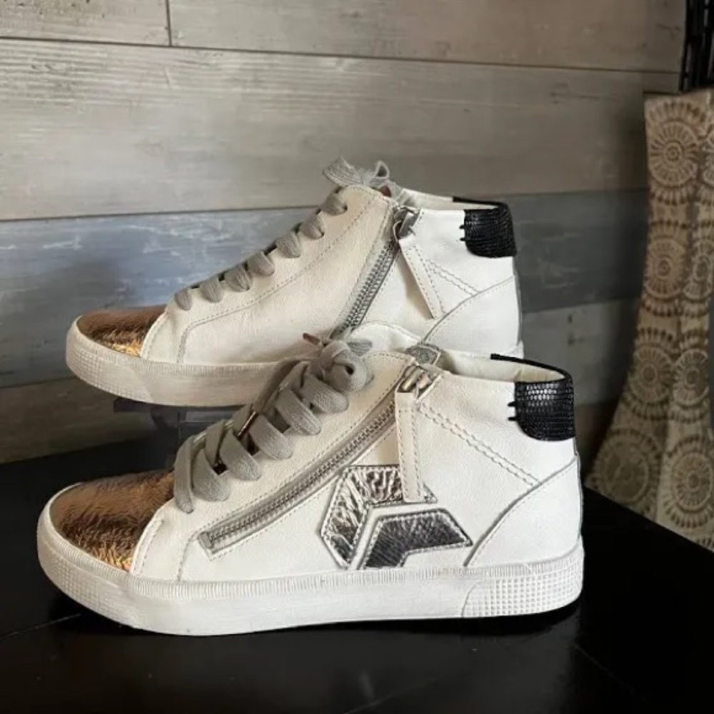 Dolce Vita Zonya Cooper Rose Gold Metallic High Top Sneaker